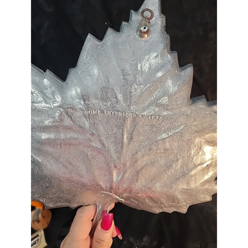 Home Interior Gift Lg Silver Tone Maple Leaf Metal Wall Hanging Table Decor Fall